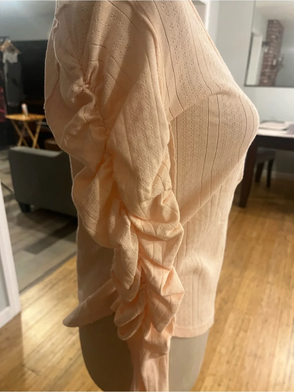We The Free Peach Long-Sleeve Ruched Henley Top - Picture 2 of 4